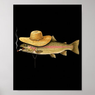Cool trout fish smoking outdoor angler humour art  poster
