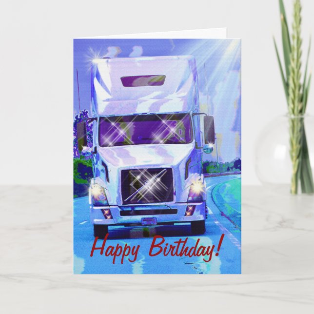 COOL TRUCK Funny Trucker Birthday Cards (Front)