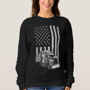 Cool Trucker For Men Dad Semi Truck Driver US Flag Sweatshirt