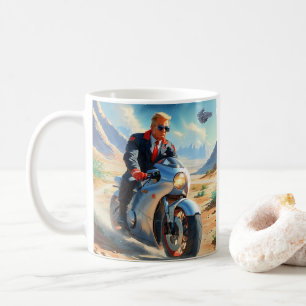 cool Trump Motorcycle Alien Planet Spaceship MAGA Coffee Mug