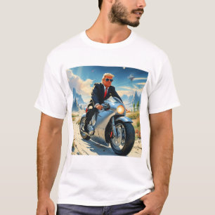 cool Trump Motorcycle Alien Planet Spaceship MAGA T-Shirt