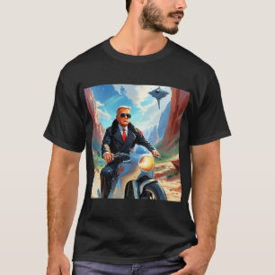 cool Trump Motorcycle Alien Planet Spaceship MAGA T-Shirt