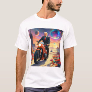 cool Trump Motorcycle Alien Planet Spaceship MAGA T-Shirt