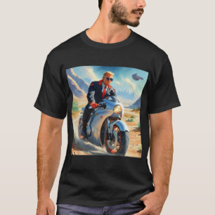 cool Trump Motorcycle Alien Planet Spaceship MAGA T-Shirt