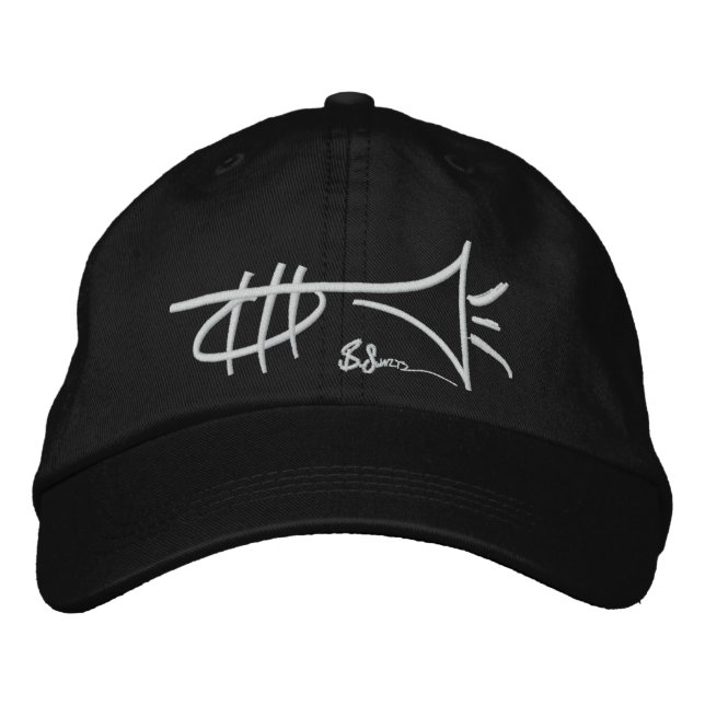 Cool Trumpet Drawing Embroidered Hat (Front)