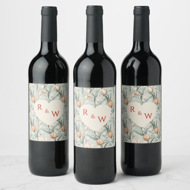 Cool Tulip Themed Backyard Wedding Wine Label (Bottles)