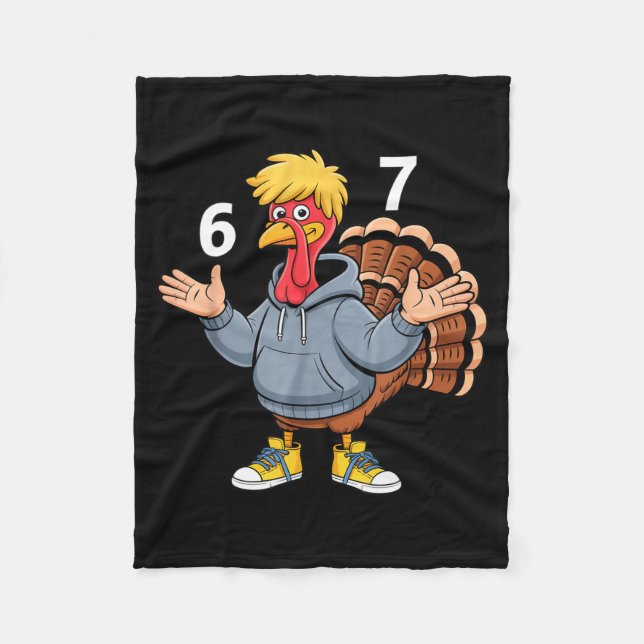 Cool Turkey 67 Funny Hip Hop Hoodie 67 Thanksgivin Fleece Blanket (Front)
