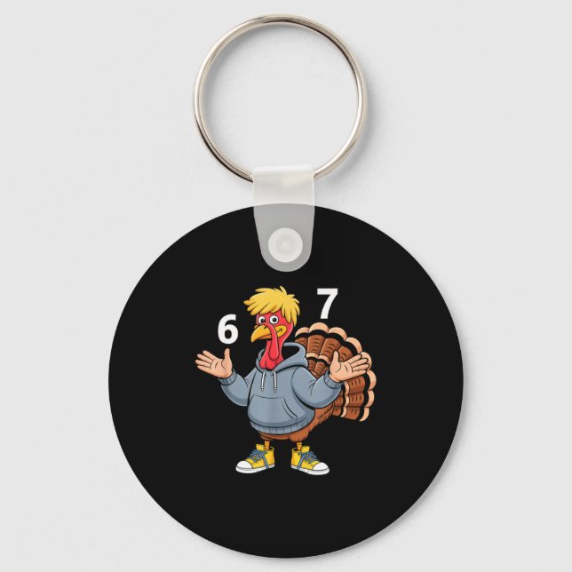 Cool Turkey 67 Funny Hip Hop Hoodie 67 Thanksgivin Key Ring (Front)