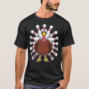 Cool Turkey Bowling Pin Feathers Funny Thanksgivin T-Shirt