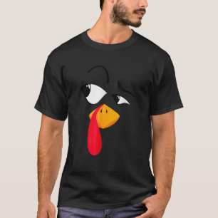 Cool Turkey Face Pilgrim Autmn Fall  Thanksgiving  T-Shirt