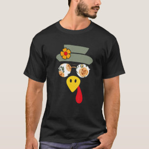Cool Turkey Face With Floral Sunglasses Womens Tha T-Shirt