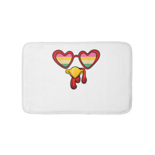 Cool Turkey Face With Glasses Family Autumn Thanks Bath Mat