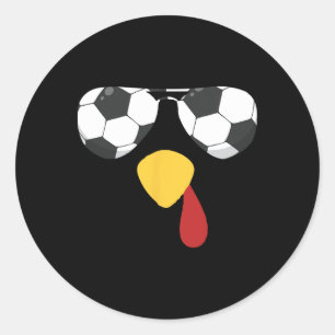 Cool Turkey Face With Soccer Sungles Thanksgiving Classic Round Sticker