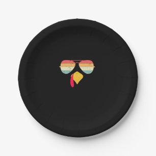 Cool Turkey Face With Sunglasses Funny Thanksgivin Paper Plate