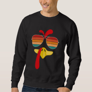 Cool Turkey Face With Sunglasses Funny Thanksgivin Sweatshirt