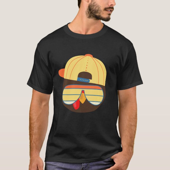 Cool Turkey Face With Sunglasses Funny Thanksgivin T-Shirt (Front)