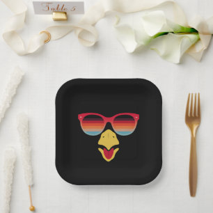 Cool Turkey Face With Sunglasses Thanksgiving Boys Paper Plate
