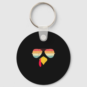 Cool Turkey Face With Sungles Funny Thanksgiving F Key Ring