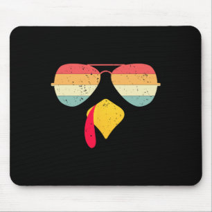 Cool Turkey Face With Sungles Funny Thanksgiving F Mouse Pad