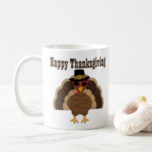 Cool Turkey Happy Thanksgiving custom text Coffee Mug