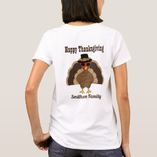 Cool Turkey Happy Thanksgiving Family name text T-Shirt