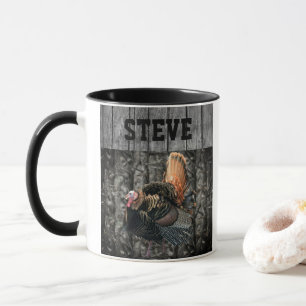 Cool Turkey Hunting Camo Name Personalised Men's Mug