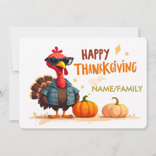 Cool Turkey in Sunglasses - Happy Thanksgiving Holiday Card