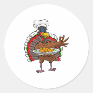 Cool Turkey Serving Chicken Nuggets Funny Th Classic Round Sticker