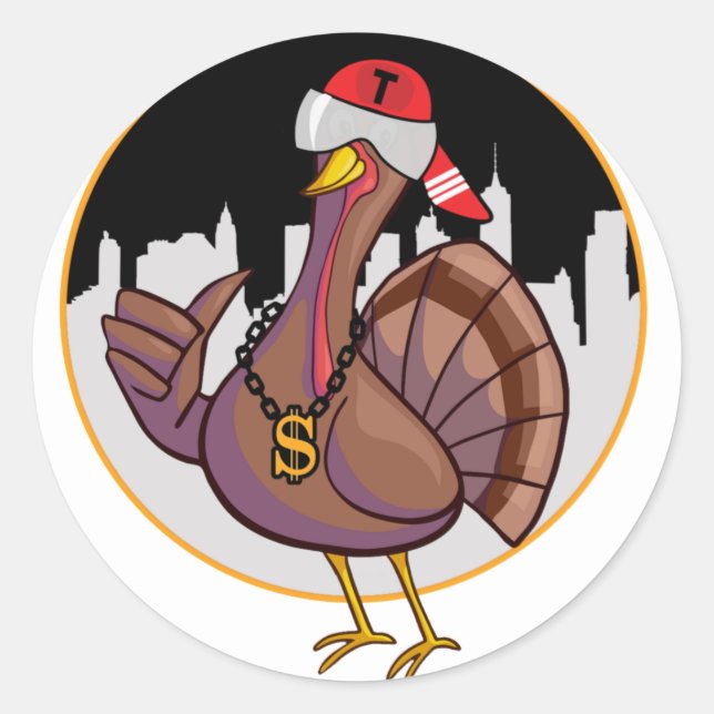 🦃 Cool turkey / thanksgiving Classic Round Sticker (Front)