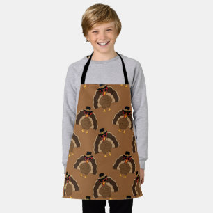 Cool Turkey Thanksgiving fun brown pattern Apron