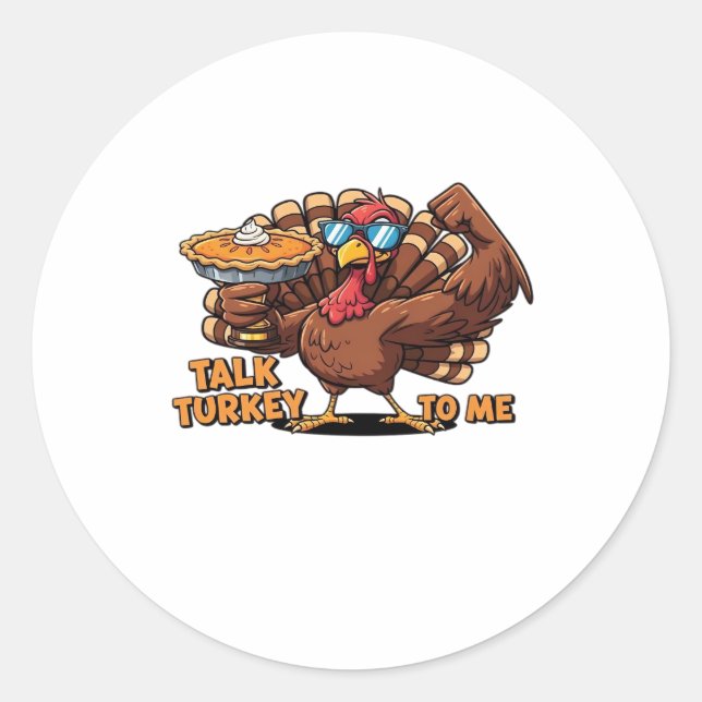 Cool Turkey Thanksgiving Funny Classic T-Shirt_1.p Classic Round Sticker (Front)
