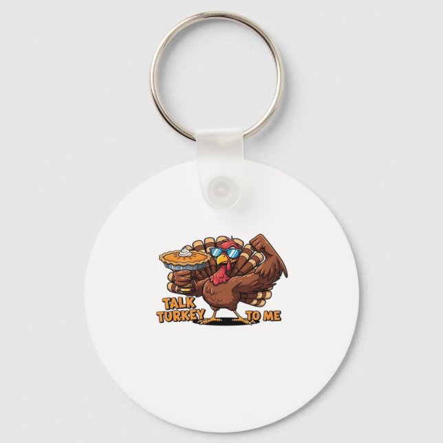 Cool Turkey Thanksgiving Funny Classic T-Shirt_1.p Key Ring (Front)