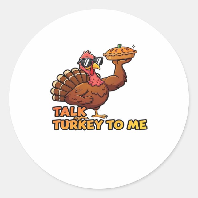 Cool Turkey Thanksgiving Funny Classic T-Shirt.png Classic Round Sticker (Front)