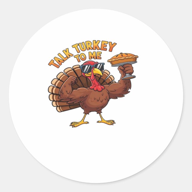 Cool Turkey Thanksgiving Funny Oversized T-Shirt.p Classic Round Sticker (Front)