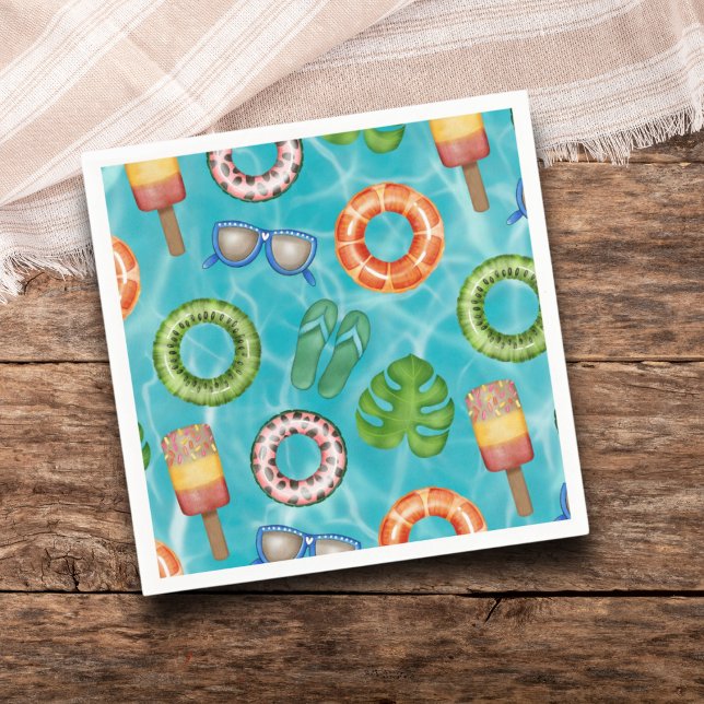 Cool Turqouise Pool Party Napkin (Creator Uploaded)