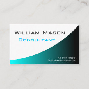Cool Turqouise White Curved, Professional Business Business Card