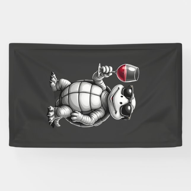 cool turtle drinking red wine art print_1 (1) banner (Horizontal)