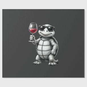 cool turtle drinking red wine art print_1 (1) wrapping paper
