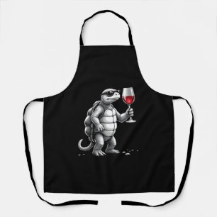 cool turtle drinking red wine art print_1 (2) apron