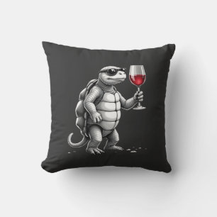 cool turtle drinking red wine art print_1 (2) cushion