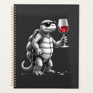 cool turtle drinking red wine art print_1 (2) planner