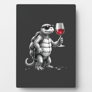 cool turtle drinking red wine art print_1 (2) plaque