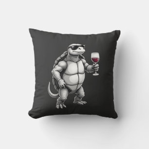 cool turtle drinking red wine art print_1 (3) cushion