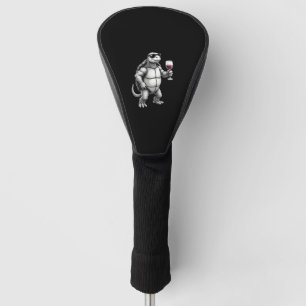 cool turtle drinking red wine art print_1 (3) golf head cover