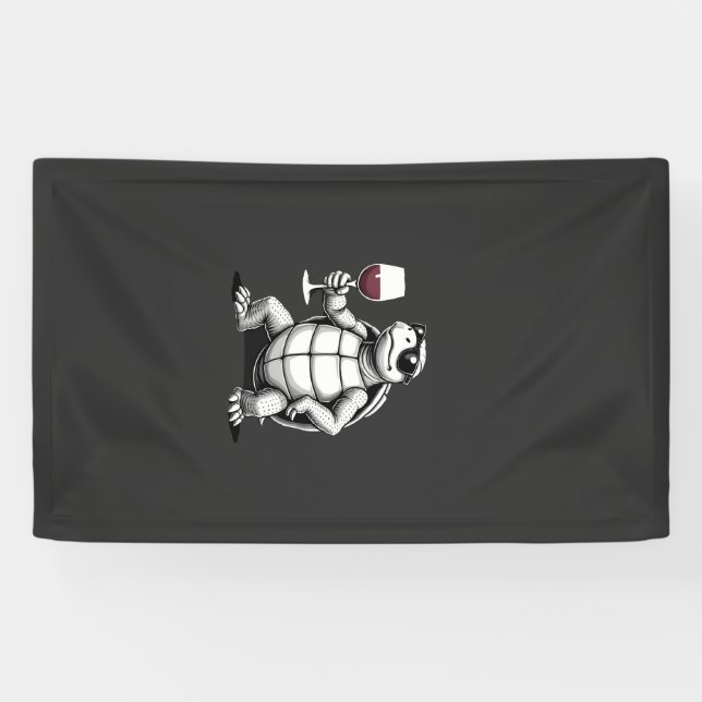 cool turtle drinking red wine art print_1 (4) banner (Horizontal)