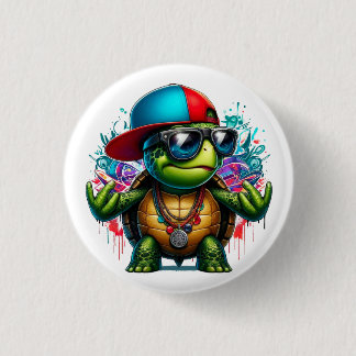 cool turtle hip hop 3 cm round badge