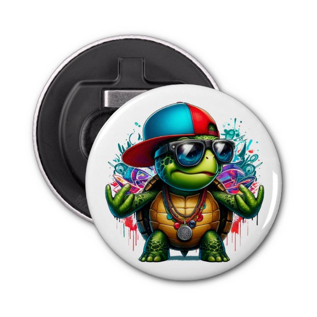 cool turtle hip hop  bottle opener (Front)