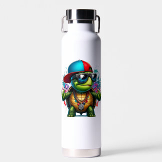 cool turtle hip hop  water bottle
