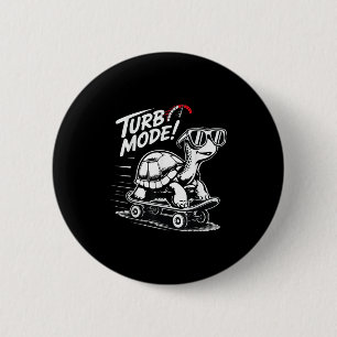 Cool Turtle On Skateboard Funny Turbo Vintage Gift 6 Cm Round Badge