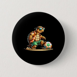 Cool Turtle Soccer Player With Sungles  6 Cm Round Badge